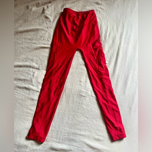 American Apparel Nylon Tricot, Full Length Side Zip Leggings in Red, size M. - Picture 3 of 5
